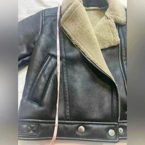 Zara Girls Combo Double Faced Biker Moto Jacket Black Cream - Picture 9 of 10